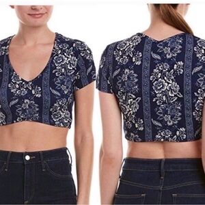 Show Me Your MuMu Navy/White Floral Miami Crop Top